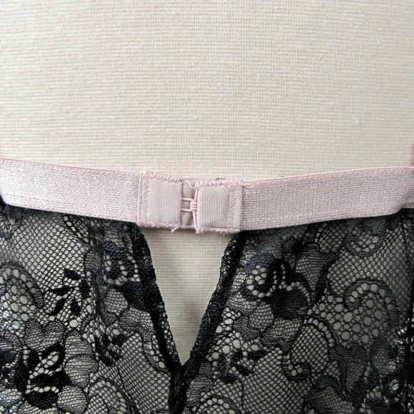 Gilligan Black Lace with Pink Trim Teddy Cami M - Picture 7 of 8